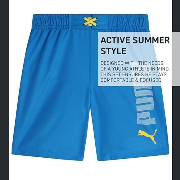 Puma Swim Trunks Board Shorts Boys Youth Turquoise Blue Size M (10-12) - Picture 1 of 14
